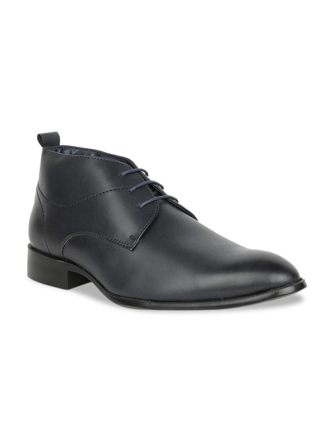

Bata Men Black Solid PU Mid-Top Derbys
