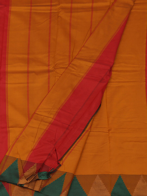 

Pothys Red & Mustard Yellow Art Silk Solid Saree