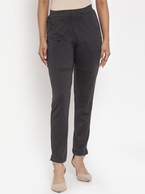 

TAG 7 Women Grey Solid Regular-Fit Treggings