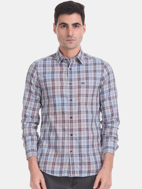 

Arrow Men Blue & Off-White Slim Fit Checked Casual Shirt