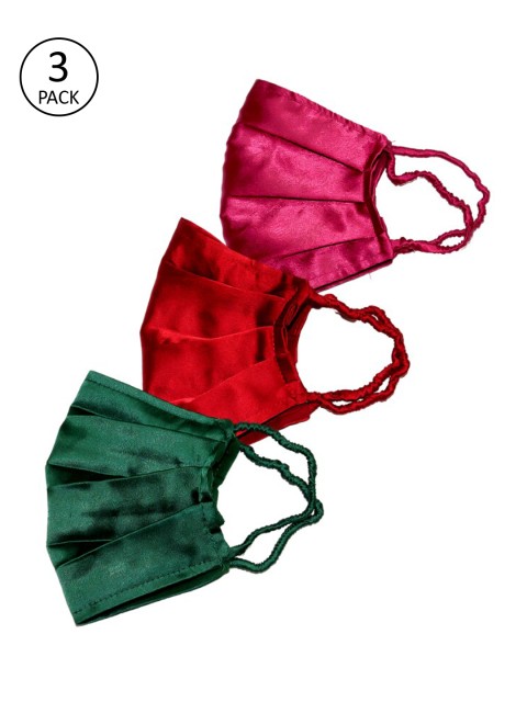 

Bellofox Women 3 Pcs Reusable Outdoor 3-Ply Satin Masks, Pink