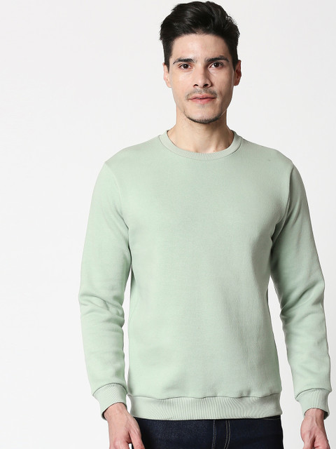 

Bewakoof Men Green Solid Round Neck Pullover Sweater
