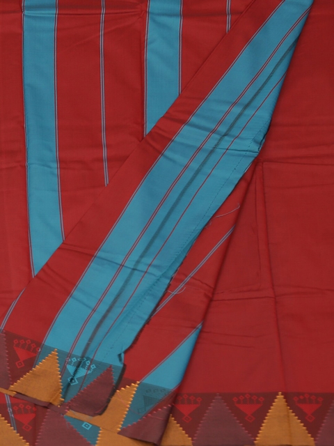 

Pothys Blue & Red Art Silk Solid Saree