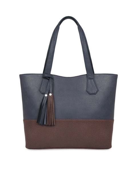

Toteteca Navy Blue & Brown Colourblocked Tote Bag