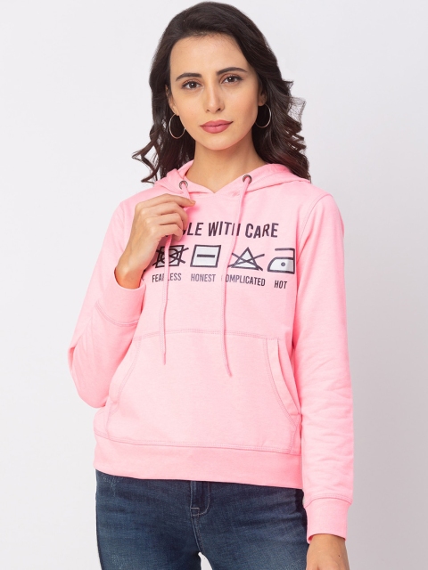 

Globus Women Pink Printed Hooded Sweatshirt