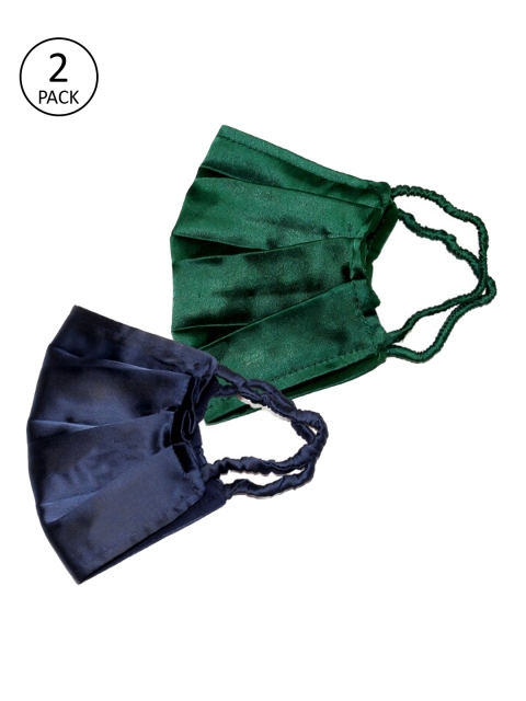 

Bellofox Women Pack of 2 Solid 3-Ply Reusable Cloth Masks, Green