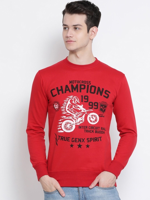 

Genx Men Red Printed Sweatshirt