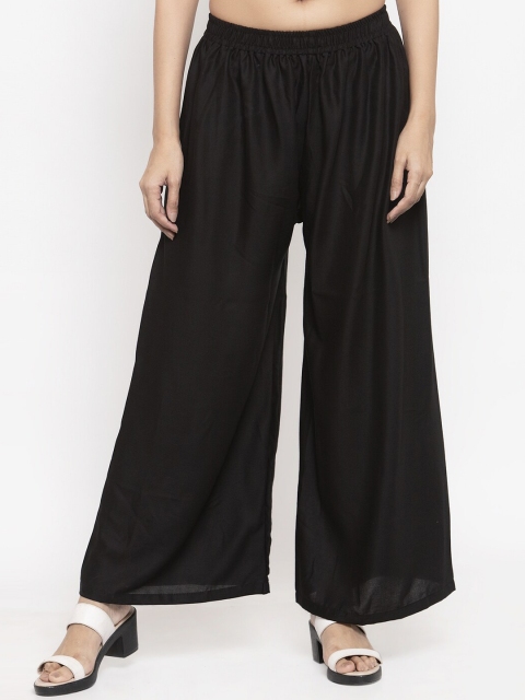 

NEUDIS Women Black Solid Straight Fit Palazzo