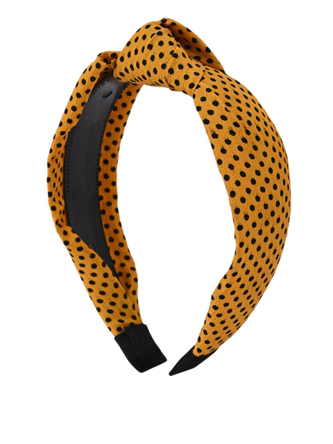 

BuckleUp Women Yellow & Black Polka Dot Print Knot Detailed Hairband