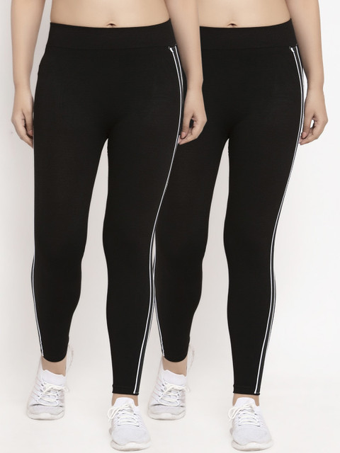 

KLOTTHE Women Pack Of 2 Black & White Solid Skinny-Fit Jeggings