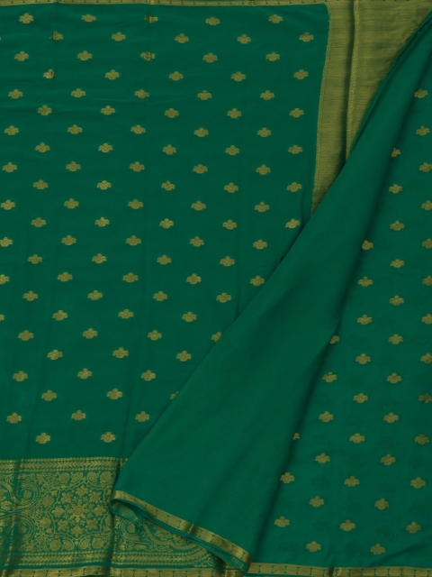 

Pothys Green & Gold-Toned Poly Georgette Woven Design Saree