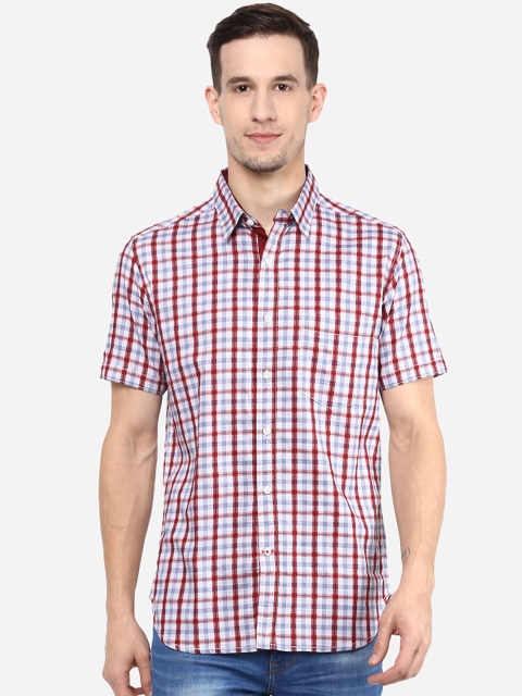 

Red Chief Men Red & Blue Slim Fit Checked Casual Shirt