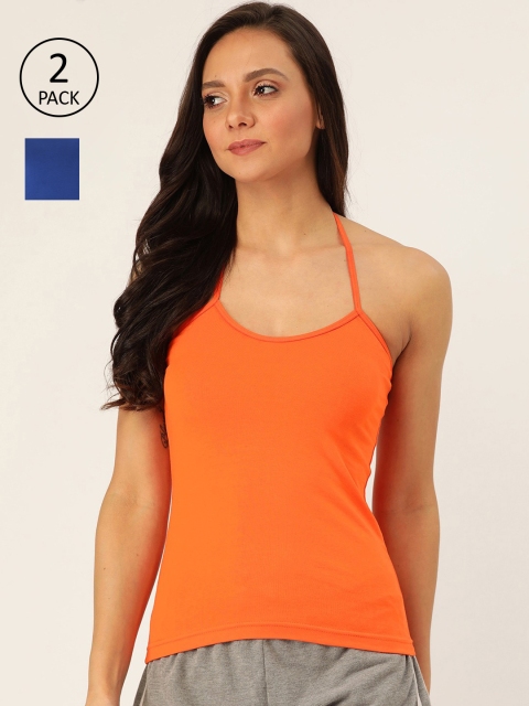 

Lady Lyka Women Pack of 2 Solid Camisoles, Orange