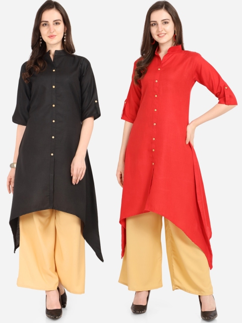

Florence Women Black & Red Solid A-Line Kurta
