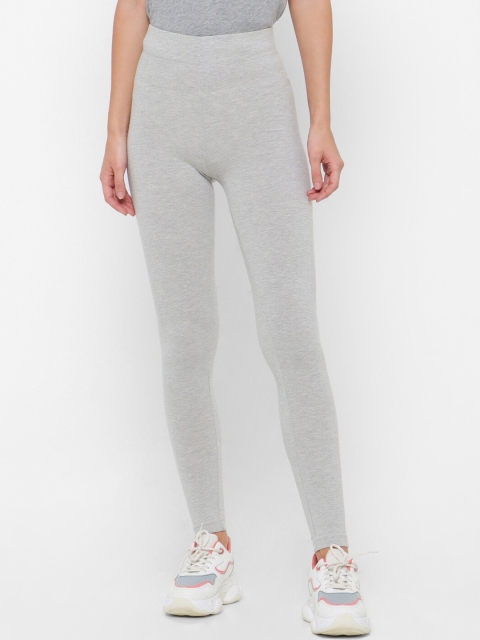 

FOREVER 21 Women Grey Solid Ankle-Length Leggings