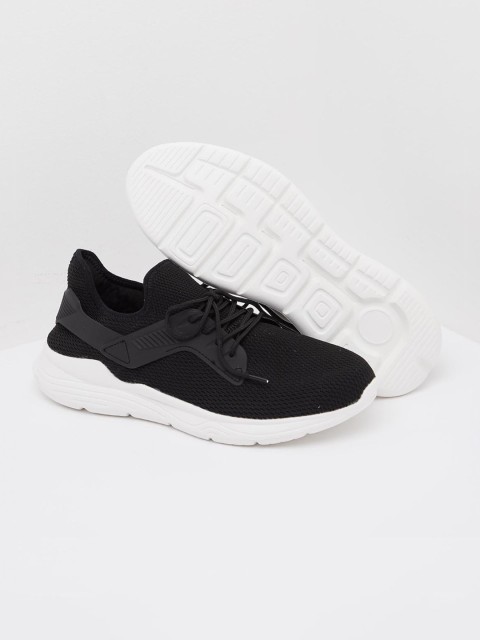 

shoexpress Men Black Textile Running Shoes