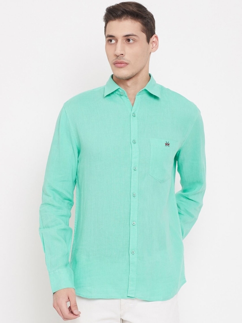 Crimsoune Club Men Green Slim Fit Solid Casual Shirt