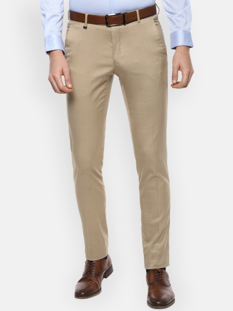 

Van Heusen Men Khaki Slim Fit Checked Formal Trousers
