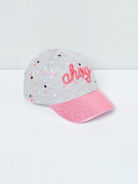 

max Girls Grey & Pink Printed Visor Cap