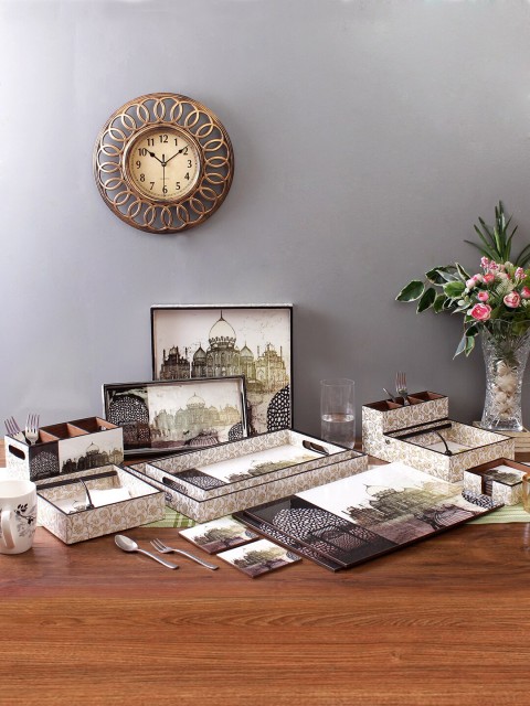 

Set of 3 Brown Color Digital Printed Rectangle Serving Tray