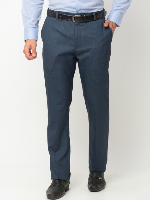 

Globus Men Navy Blue Regular Fit Solid Formal Trousers