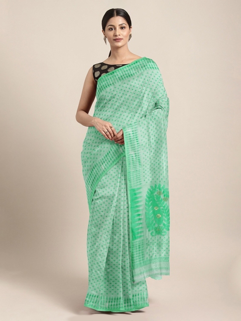 

Mitera Green Silk Cotton Woven Design Jamdani Saree