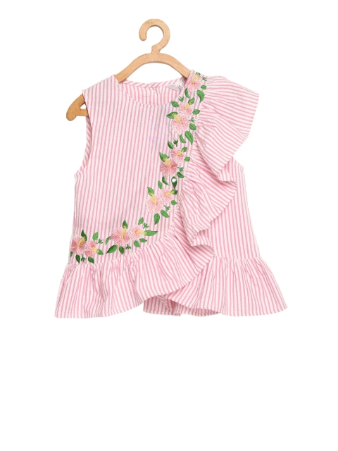

KIDKLO Girls Pink Striped Top