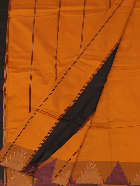

Pothys Black & Orange Art Silk Solid Saree