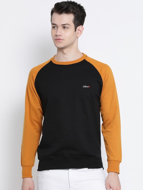 

Genx Men Black & Yellow Solid Sweatshirt