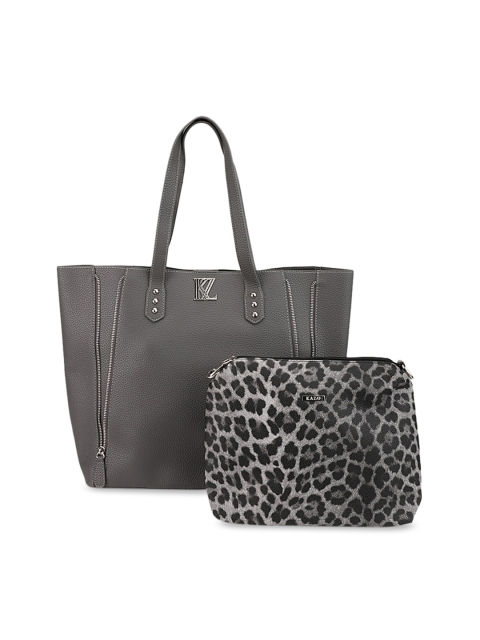 

Kazo Grey Solid Tote Bag With Pouch