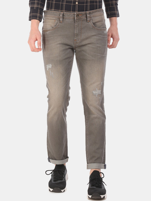 

Ed Hardy Men Taupe & Grey Slim Fit Mid-Rise Mildly Distressed Jeans