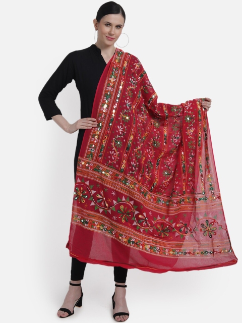 

Vastraa Fusion Red Embroidered Dupatta