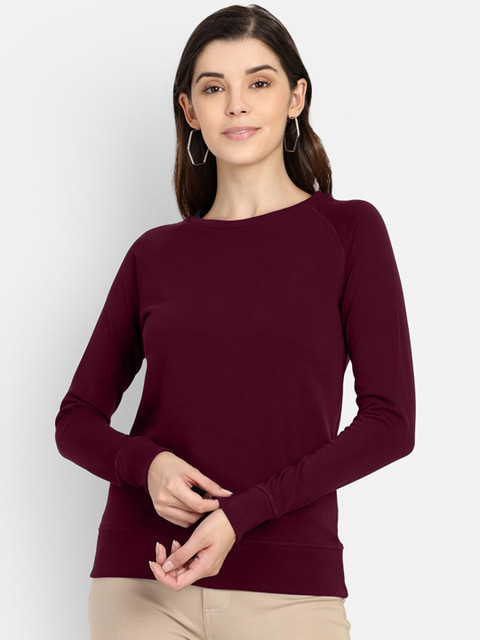 

Free Authority Women Burgundy Solid Sweatshirt