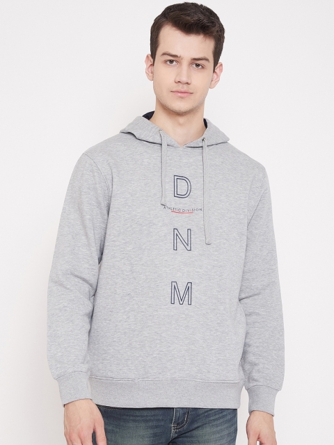 

Austin wood Men Grey Printed Hooded Sweatshirt