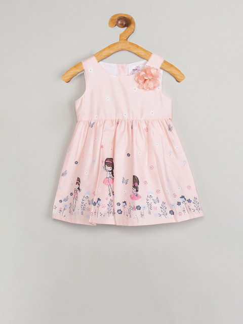 

max Girls Pink Printed Fit and Flare Dress