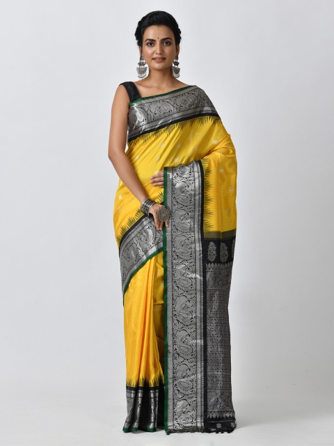 

RANGOLI Yellow & Black Art Silk Woven Design Saree