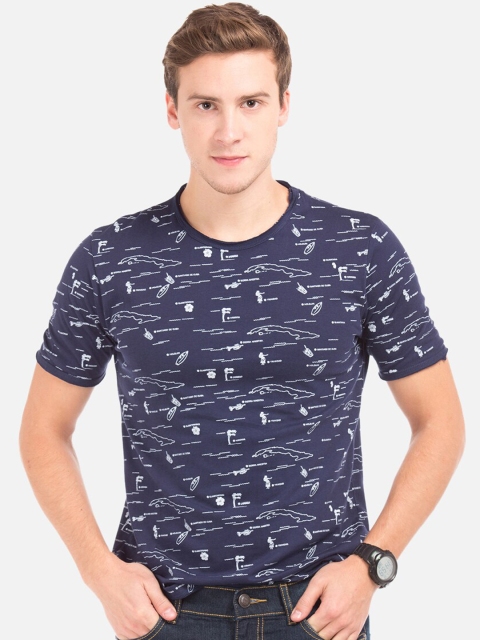 

Colt Men Navy Blue Printed Round Neck T-shirt
