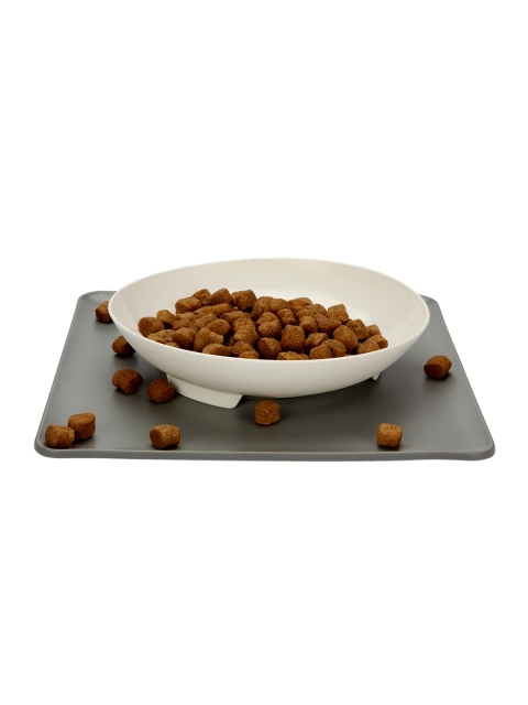 Pawsindia White & Grey Twisty Feeder- The Non-Slip Non-Mess Pet Bowl & Mat