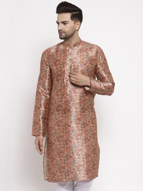 

Jompers Men Beige Printed Straight Kurta
