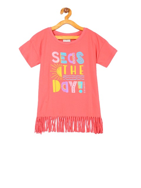 

Cherokee Girls Coral Printed Top