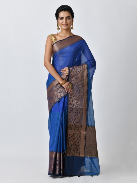 

RANGOLI Blue Art Silk Woven Design Tussar Saree