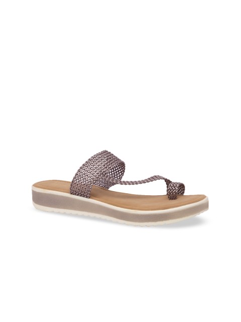 

Inc 5 Women Bronze-Toned Woven Design Comfort Heels