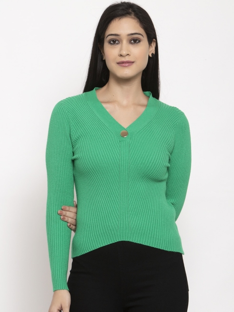 

Global Republic Women Green Ribbed Pullover Sweater