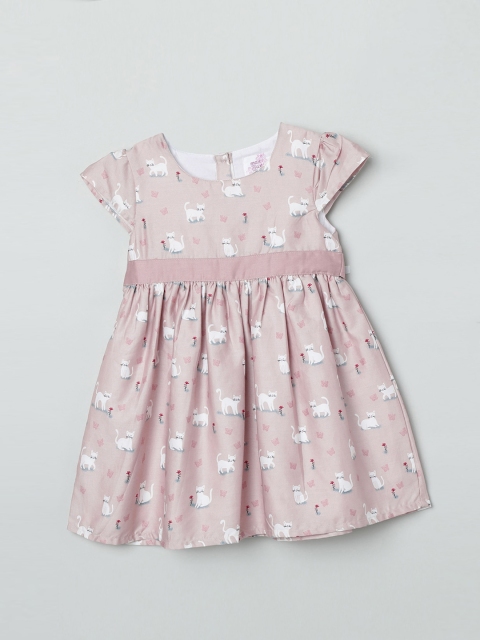 

max Girls Pink Printed Fit and Flare Dress
