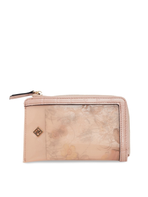 

Call It Spring Women Pink & White Printed Zip Around Wallet