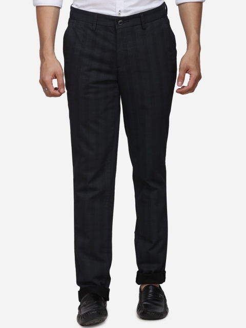 

JADE BLUE Men Black Slim Fit Checked Regular Trousers