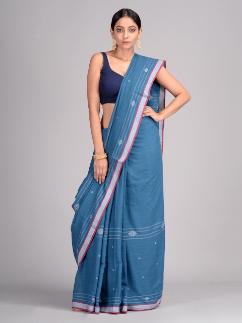 

Mitera Teal Pure Cotton Woven Design Taant Saree