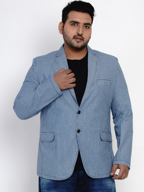 

John Pride Men Blue Striped Regular Fit Blazer