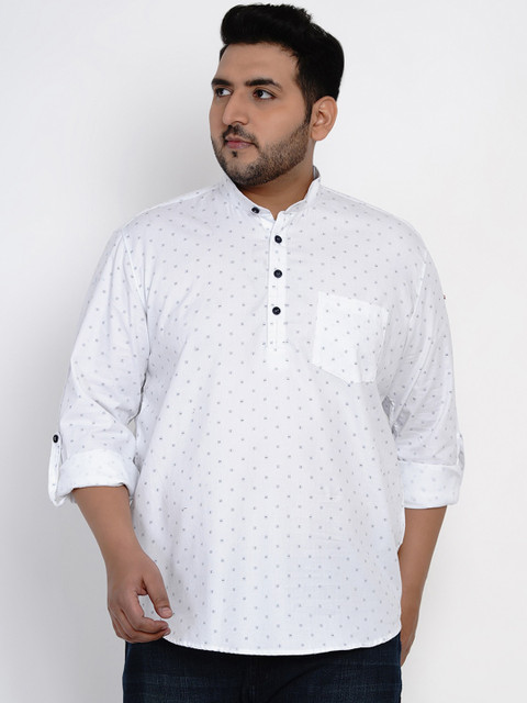 

John Pride Men White & Navy Blue Regular Fit Printed Casual Shirt