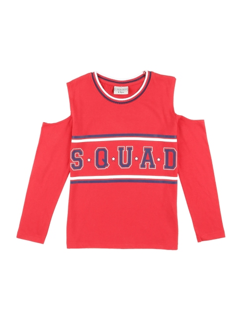 Cherokee Girls Red Printed Pure Cotton Top